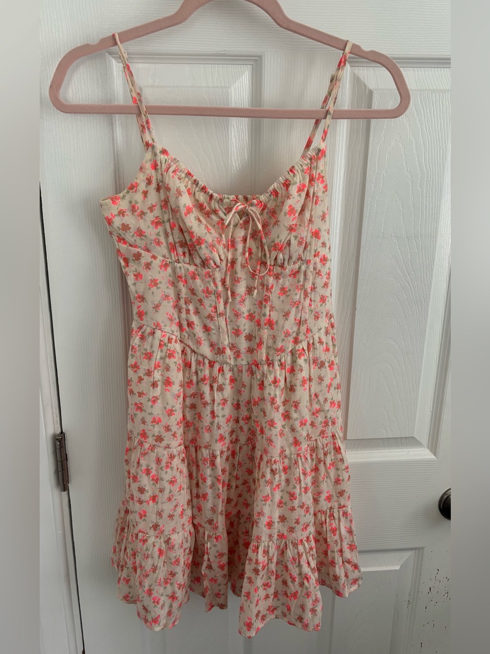 Tinseltown Cream Sundress with Pink Floral Accents